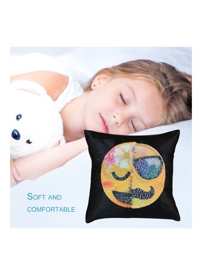 Generic Emoji Printed Pillow Cover Blue 40x40x20cm  - Image 3