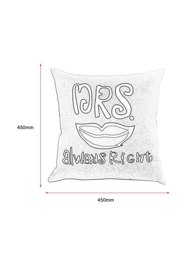 غطاء وسادة ديكور بطبعة عبارة "Mrs. Always Right" أبيض/أسود/أحمر 45x45سم - Image 4