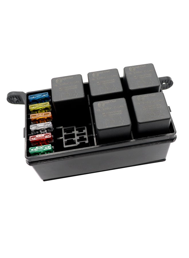 6-Relay Fuse Auto Block Holder Black 