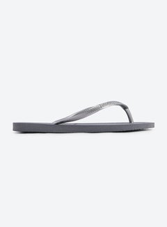 Round Toe Slim Flip Flops Grey