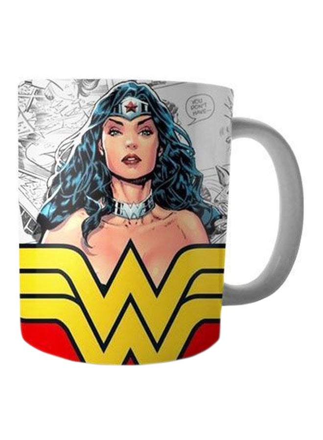Fast Print DC Wonder Woman Printed Coffee Mug Yellow/Red/Grey One Size