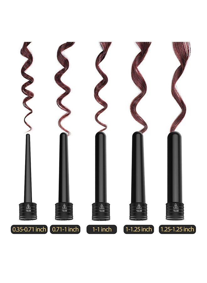Homitt - 5 In 1 Ceramic Barrels Curling Wand Set Black 2.4X15.2X4.8 - Image 1
