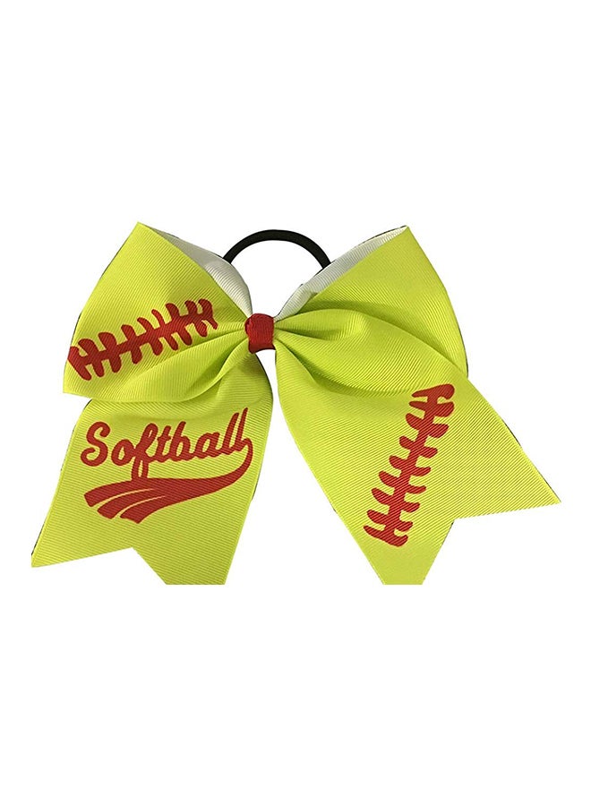 إنفينيتي كوليكشن - ربطة بتصميم عقدة فيونكة للتشجيع بطعبة كلمة 'Softball' أخضر 6.5بوصة - Image 1