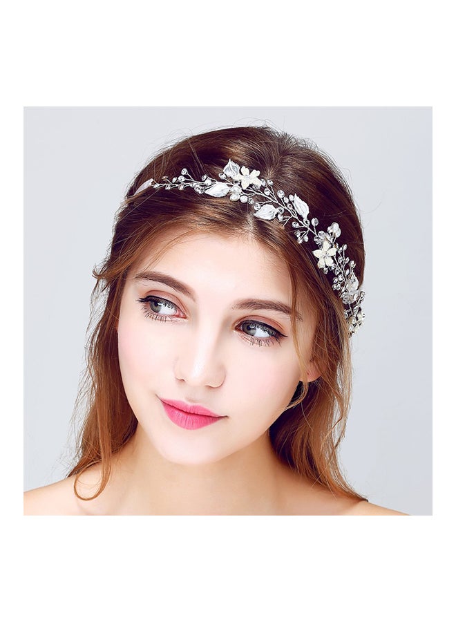 Moraner Headpiece Handmade Bride Tiara Headband Silver - Image 2
