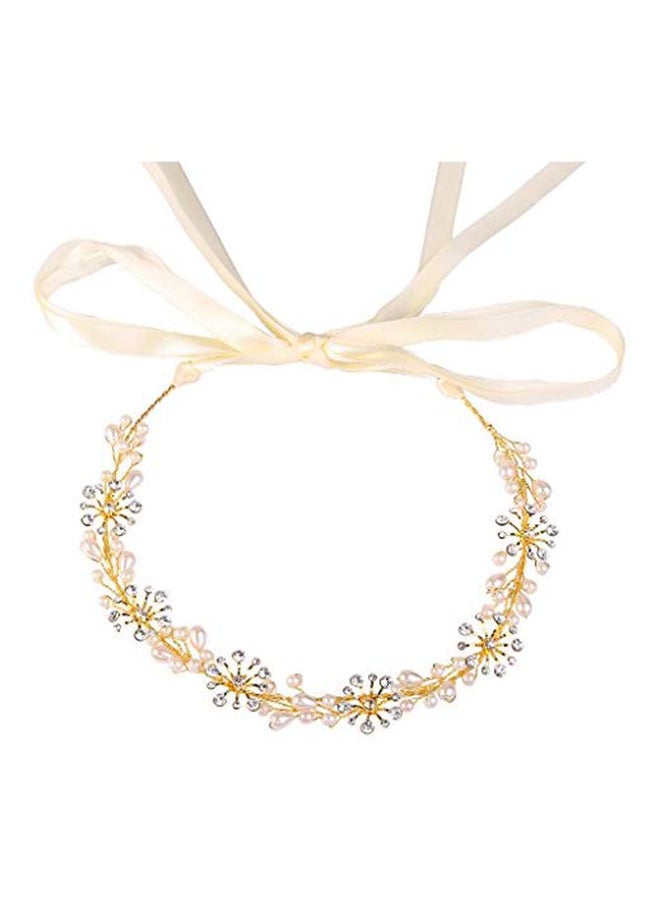 Moraner Crystal Rhinestone Handmade Headband Gold 28cm - Image 1