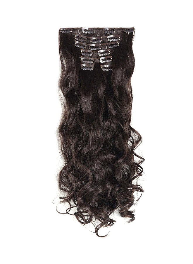 OneDor 7-Piece Curly Full Head Clip In Hair Extension Set Medium Chestnut Brown 20inch 