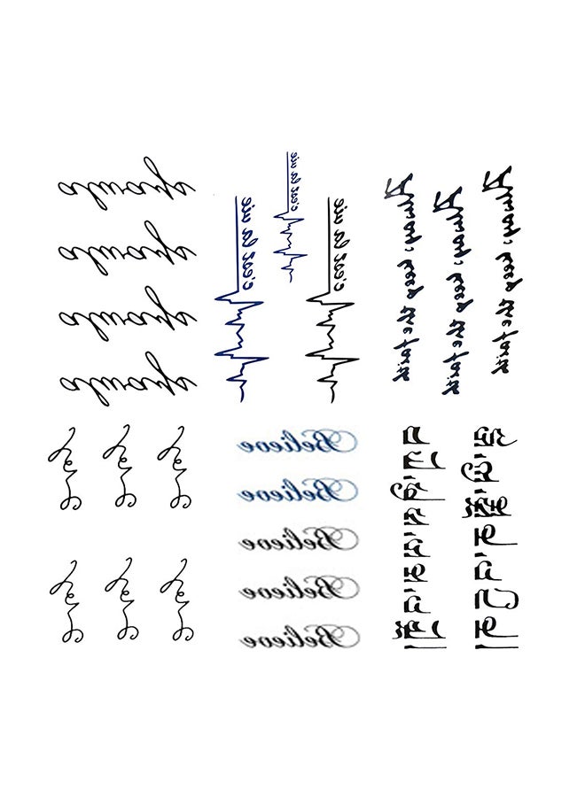 6-Piece Waterproof Temporary Tattoo Sticker Black - Image 1