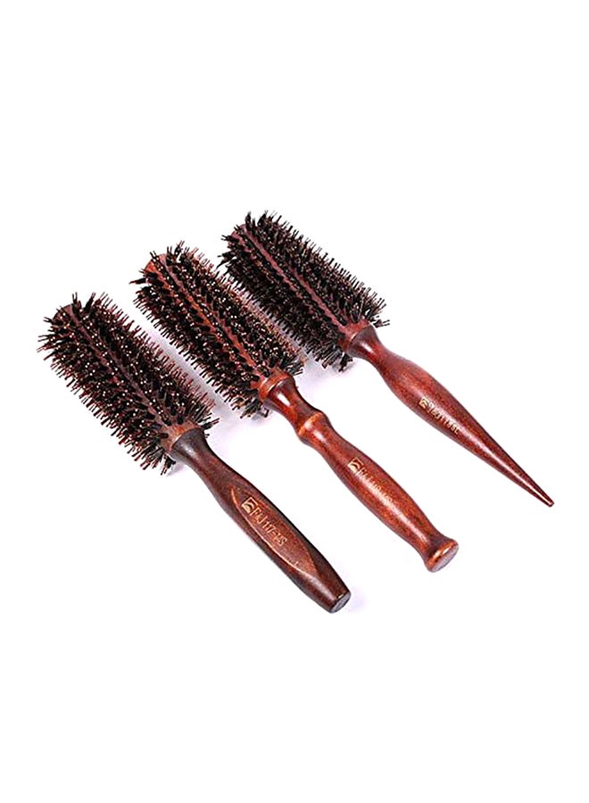 Healthcom 3 In 1 Natural Boar Bristle Round Styling Hair Brush Brown - Image 1