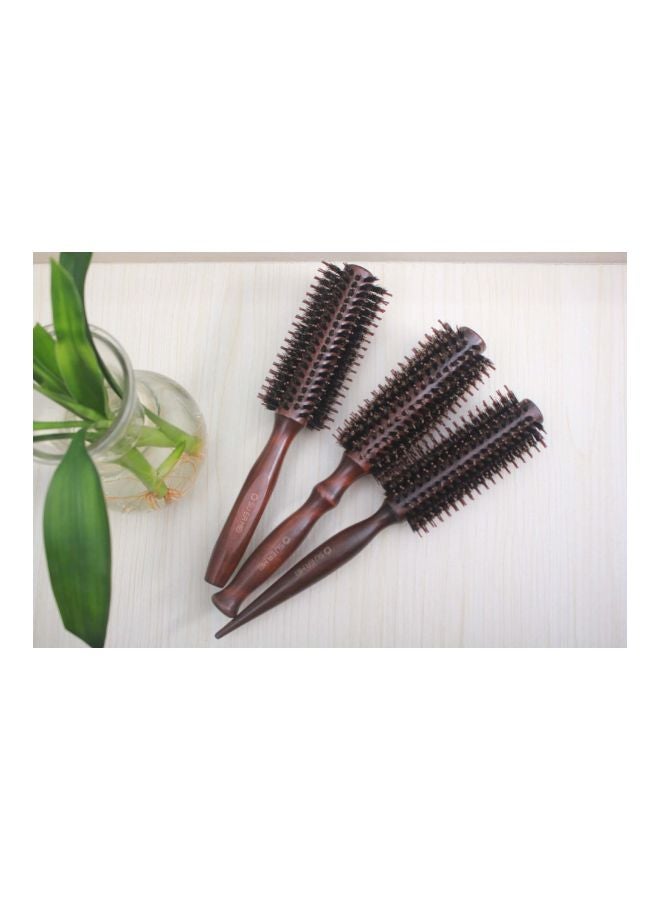 Healthcom 3 In 1 Natural Boar Bristle Round Styling Hair Brush Brown - Image 2