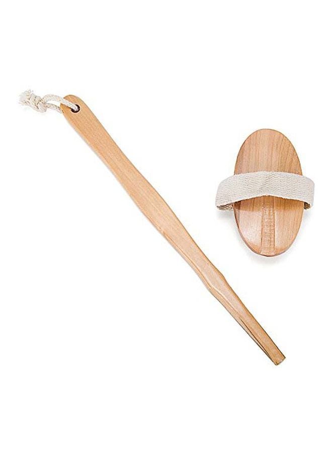 Minalo Wooden Shower Body Brush With Boar Bristle Beige 16inch - Image 1