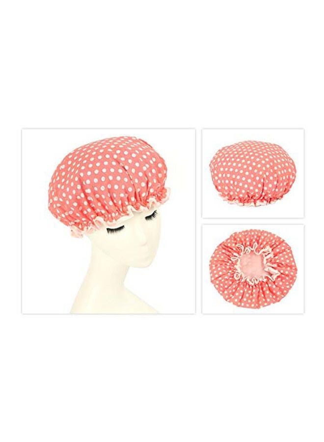 Warmtree Stylish Double Layer Shower Cap Pink Dot - Image 2