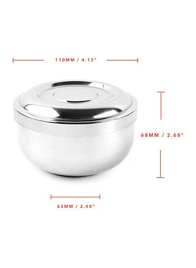 QSHAVE Stainless Steel Shaving Soap Bowl With Lid Silver - Image 3