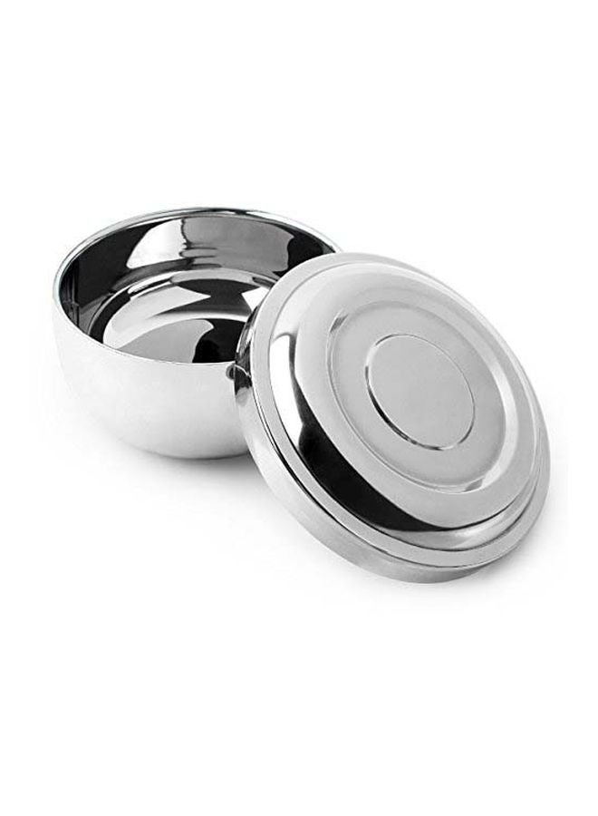 QSHAVE Stainless Steel Shaving Soap Bowl With Lid Silver - Image 4
