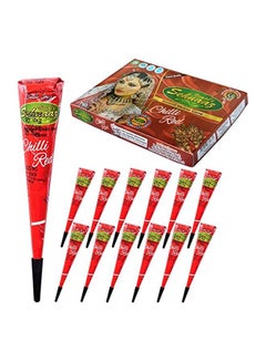 Vimal's Sehnaaz 12-Piece INSTANT  CHILLI RED  GOLECHA HENNA MEHANDI CONE Red 28grams  - Image 2