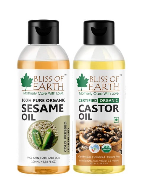 Castor Oil And Sesame Oil Set Multicolour 100ml
