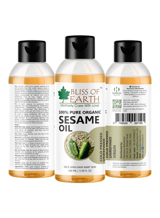 BLISS OF EARTH Castor Oil And Sesame Oil Set Multicolour 100ml  - Image 2