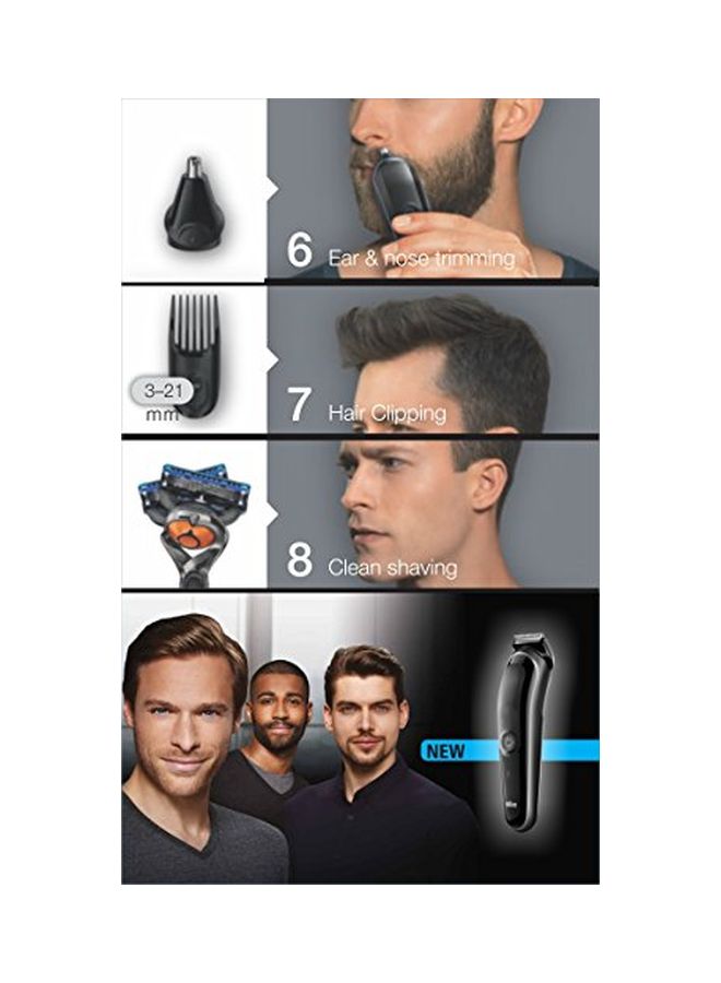 براون ماكينة تشذيب لحية 8 في 1 مع 6 ملحقات وشفرة حلاقة برو جلايد أسود - Image 3