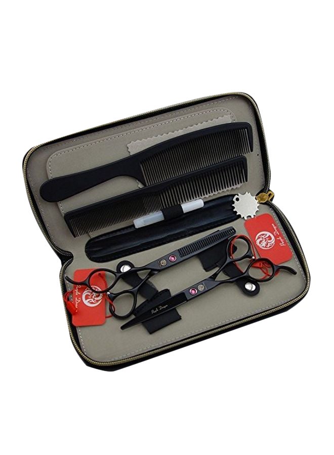 Purple Dragon - Left-Handed Professional Hair Scissors Straight And Thinning Barber Shear Set Silver 6inch - Image 1