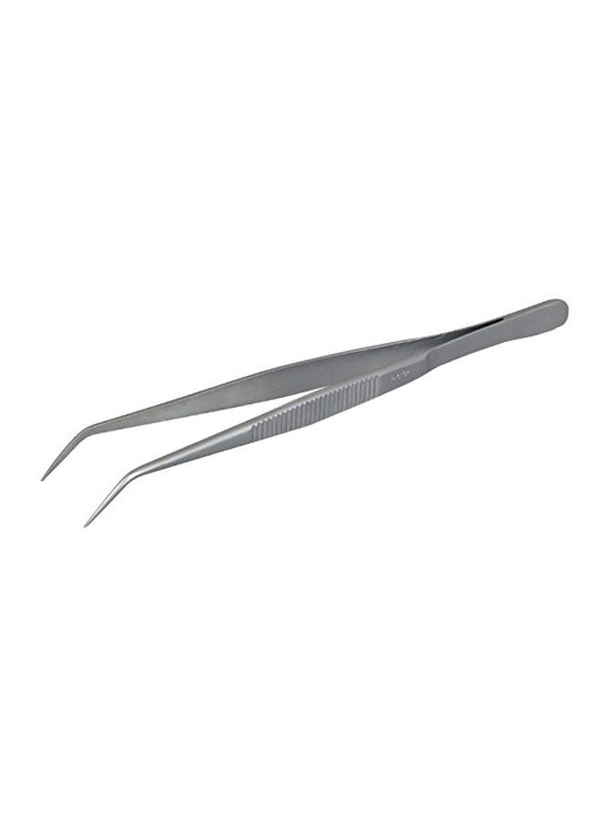 JB Prince Stainless Steel Curved Extra Fine Tip Tweezer Silver - Image 1