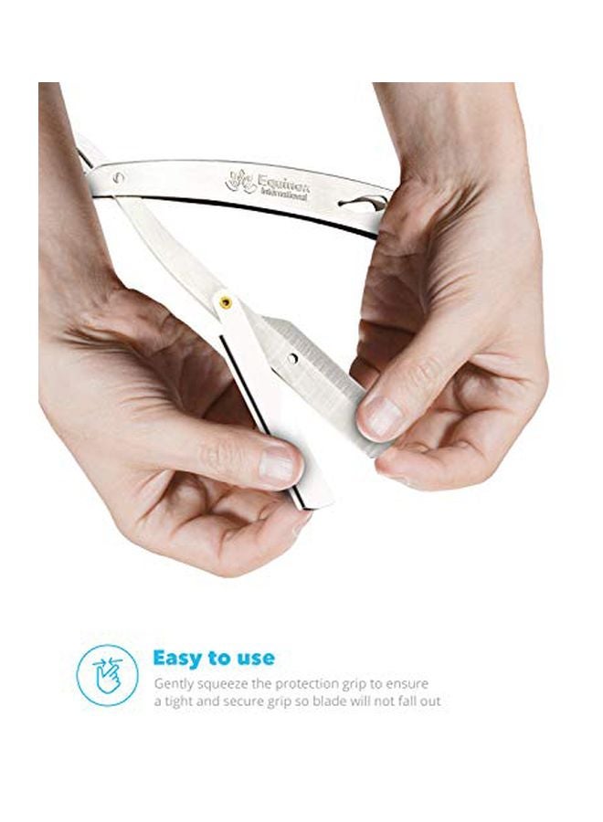 Equinox International Straight Edge Razor With 100 Single Edge Derby Blades Silver - Image 2