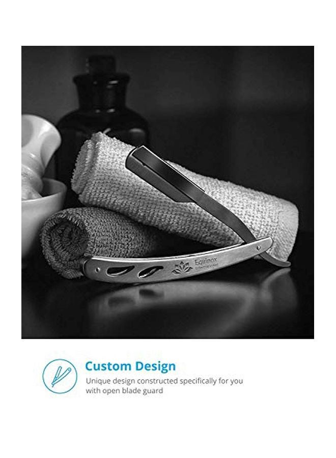 Equinox International Straight Edge Razor With 100 Single Edge Derby Blades Silver - Image 3