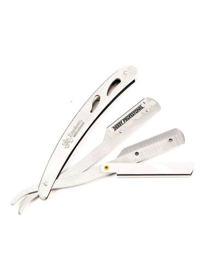 Equinox International Straight Edge Razor With 100 Single Edge Derby Blades Silver - Image 1