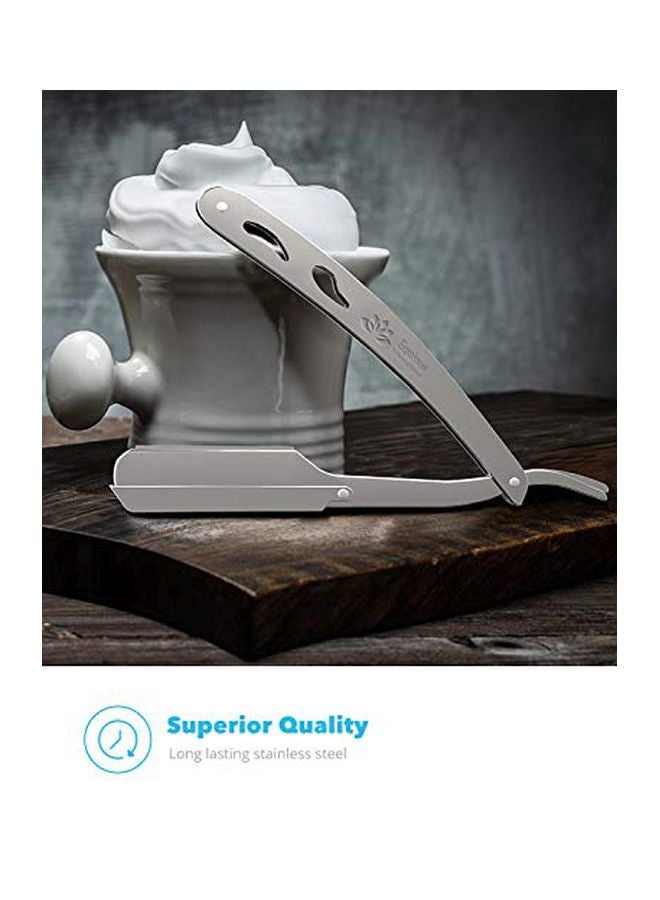 Equinox International Straight Edge Razor With 100 Single Edge Derby Blades Silver - Image 4