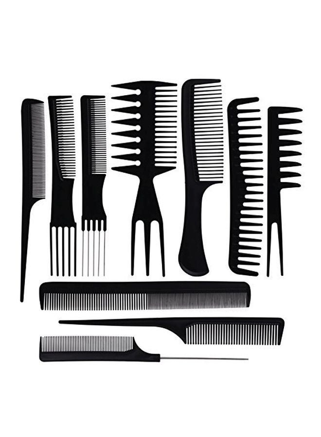 Oneleaf 10-Piece Professional Hair Styling Comb Set Black - Image 1