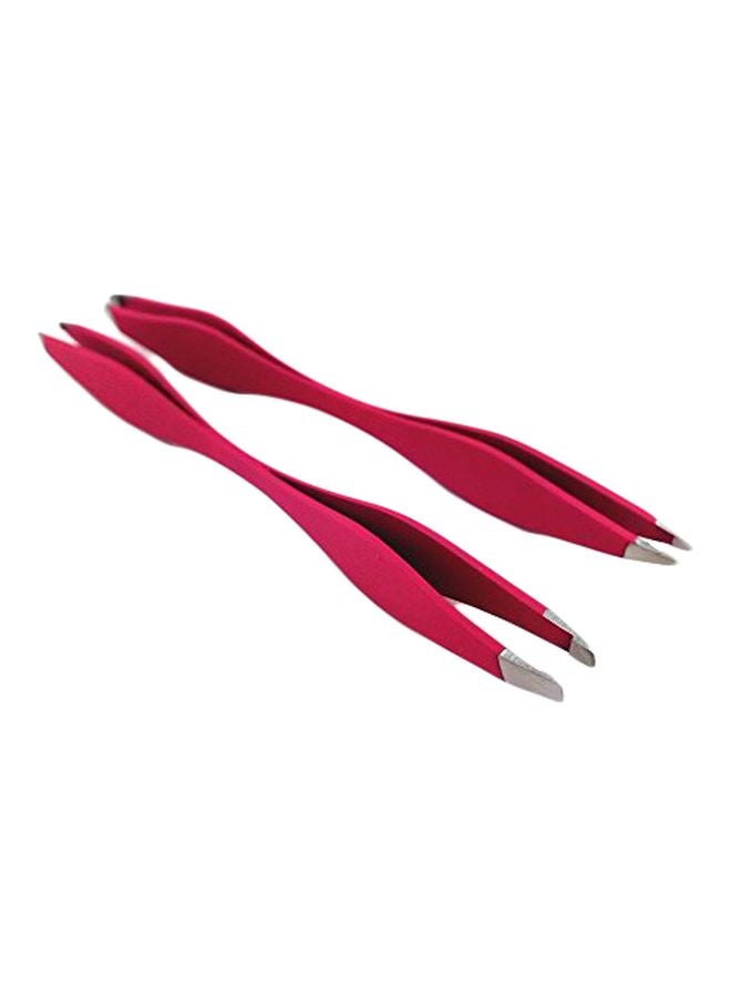 Yueton 2-Piece Double End Precision Pointed And Slant Tip Tweezers Set Red - Image 1