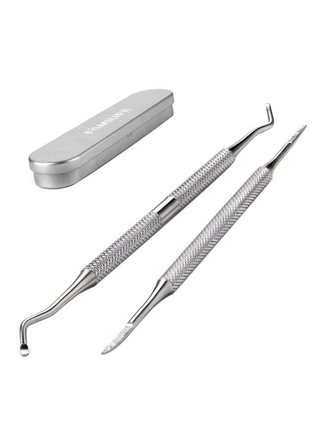 FAMILIFE - 2-Piece Ingrown Toenail File and Lifter Double Sided with Storage Case Set Silver - Image 1