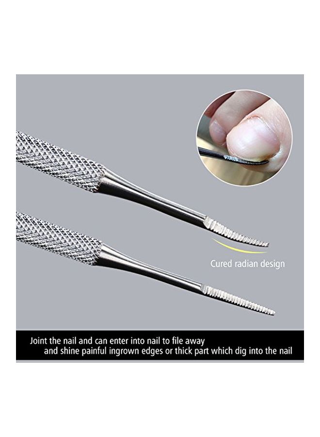 FAMILIFE - 2-Piece Ingrown Toenail File and Lifter Double Sided with Storage Case Set Silver - Image 1