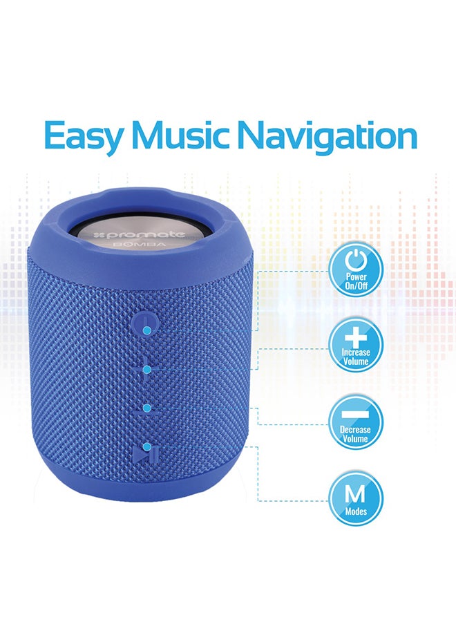 PROMATE - Bluetooth Speaker, Portable True Wireless Stereo Speaker with 7W HD Sound, Built-In Mic, Micro SD Card Slot, In-Line AUX and IPX6 Water Resistant for Indoor, Outdoor, Smartphones, iPod, Bomba Blue - Image 1