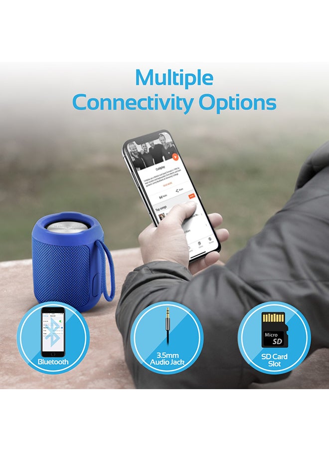 PROMATE - Bluetooth Speaker, Portable True Wireless Stereo Speaker with 7W HD Sound, Built-In Mic, Micro SD Card Slot, In-Line AUX and IPX6 Water Resistant for Indoor, Outdoor, Smartphones, iPod, Bomba Blue - Image 1