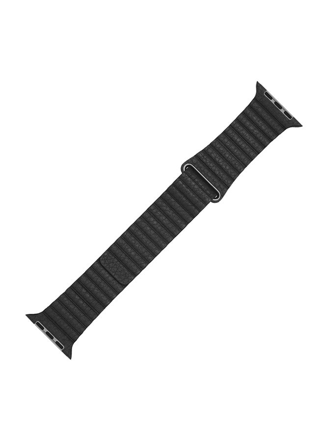 PROMATE - Leather Apple Watch Band 38mm/40mm, Lightweight Stylish Leather Loop Replacement Wristband with Strong Magnetic Closure Strap for Apple Watch Series 1/2/3/4, Lavish-38 Black - Image 1