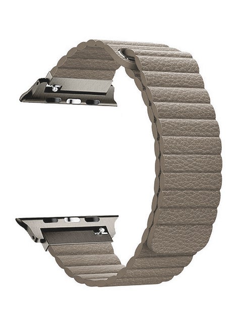 Promate Leather Apple Watch Band 42mm/44mm, Lightweight Stylish Leather Loop Replacement Wristband with Strong Magnetic Closure Strap for Apple Watch Series 1/2/3/4, Lavish-42 Beige