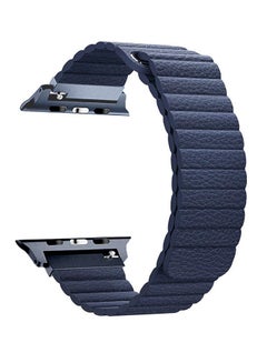 Lightweight Stylish Leather Loop Replacement Wristband with Strong Magnetic Closure Strap For Apple Watch Series 1/2/3/4, Lavish-42 Blue