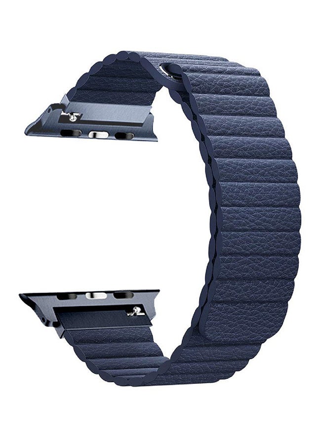 PROMATE - Lightweight Stylish Leather Loop Replacement Wristband with Strong Magnetic Closure Strap For Apple Watch Series 1/2/3/4, Lavish-42 Blue - Image 1