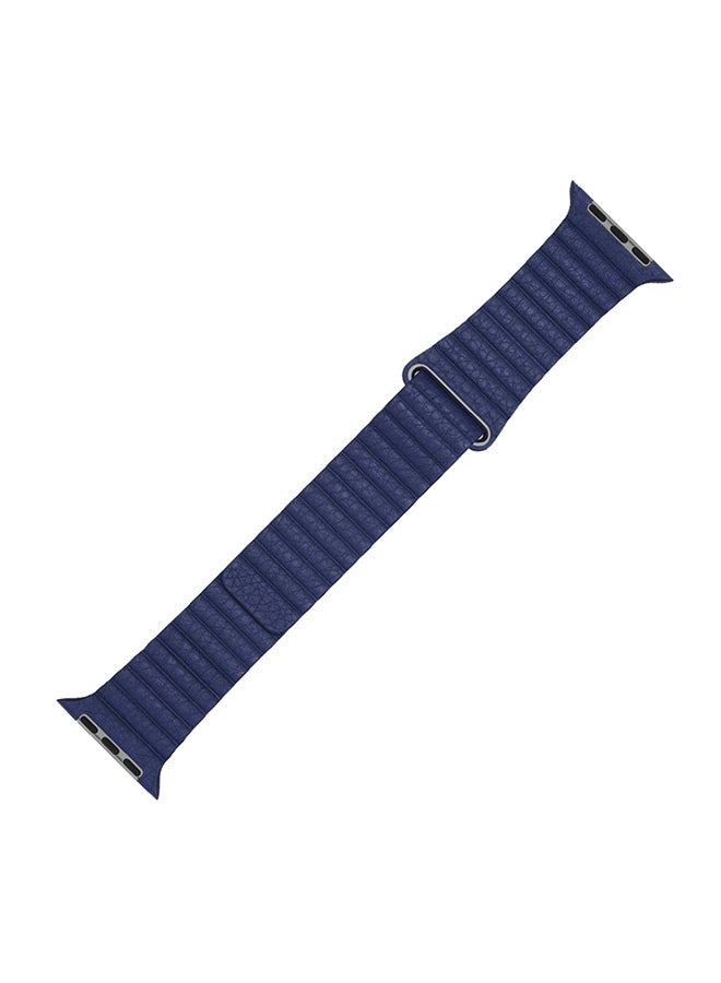 PROMATE - Lightweight Stylish Leather Loop Replacement Wristband with Strong Magnetic Closure Strap For Apple Watch Series 1/2/3/4, Lavish-42 Blue - Image 1