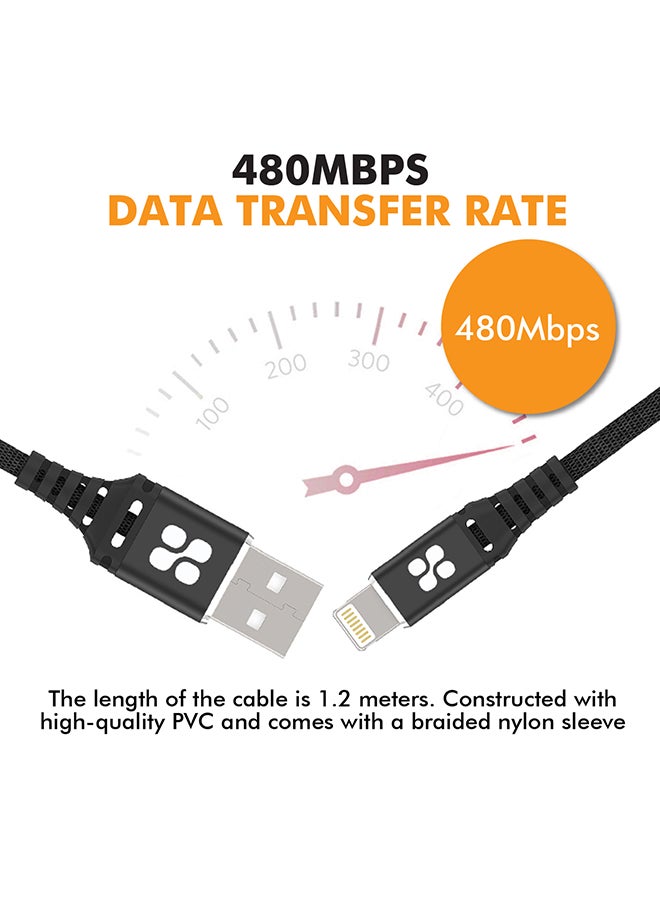 بروميت كابل للشحن والبيانات فائق النحافة بموصل لايتنينج أسود - Image 3