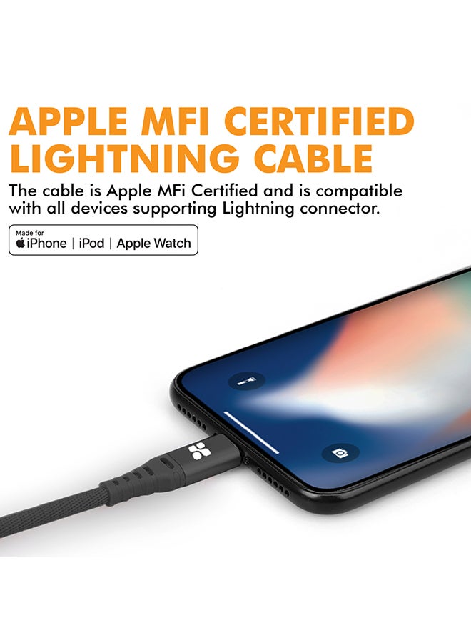 بروميت كابل للشحن والبيانات فائق النحافة بموصل لايتنينج أسود - Image 4