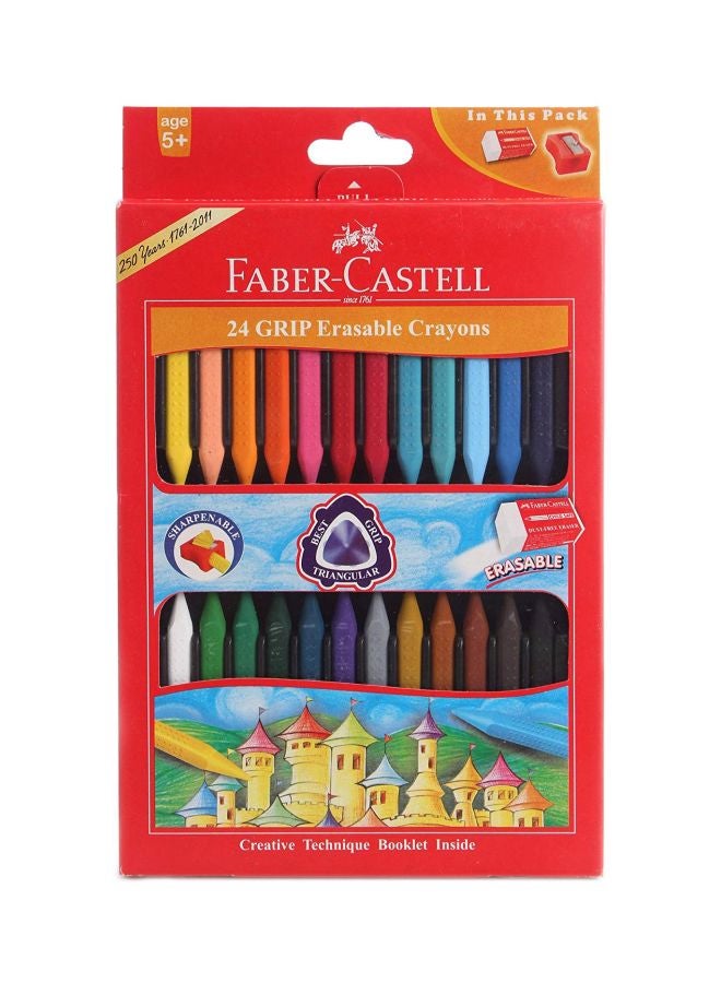 24-Piece Grip Erasable Triangular Crayon Set Blue/Red/Black