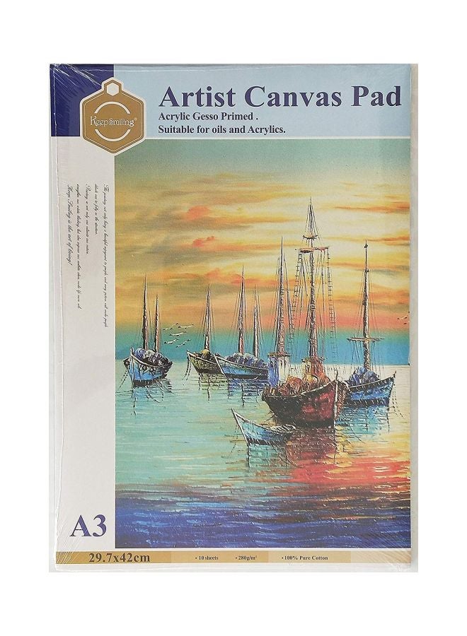 Keep Smiling Artist Canvas Pad Blue/Orange/Yellow 