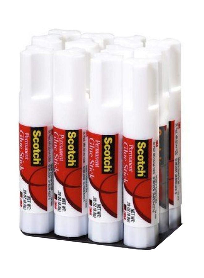 Scotch  12-Piece Glue Stick White/Red
