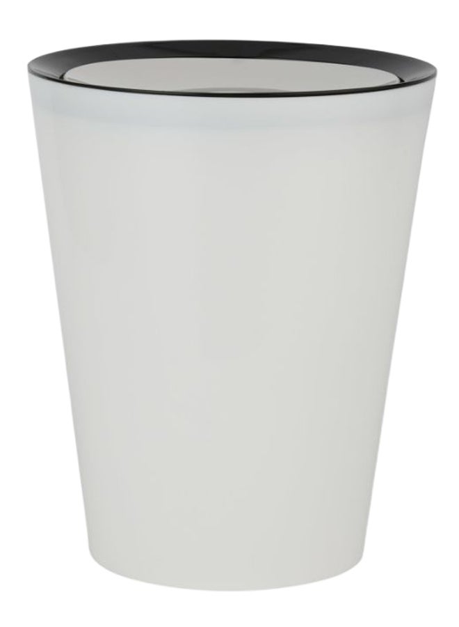 Generic Round Trash Bin With Flap Lid White/Black 