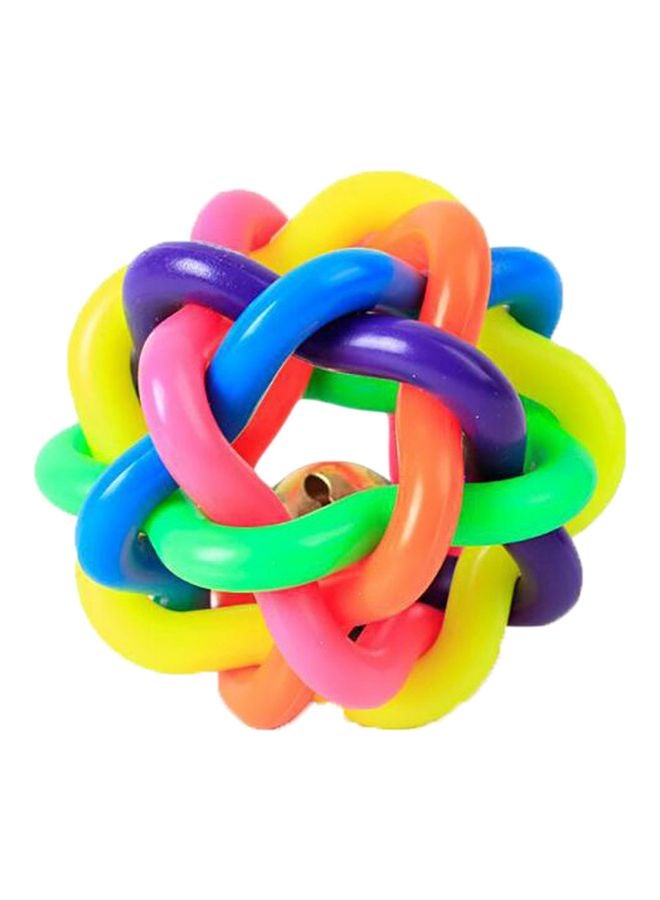 لعبة مضغ على شكل كرة من أسلاك مطاطية متداخلة ومزودة بجرس أحمر/أصفر/أزرق - Image 1