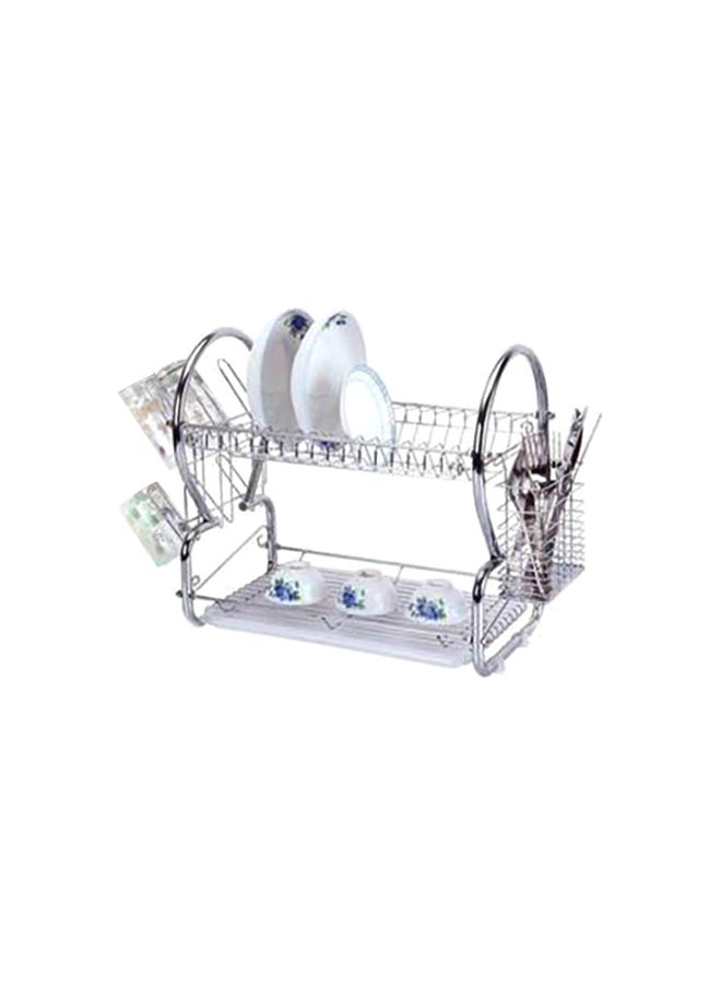 Home - 2-Tier Stainless Steel Dish Rack Silver - Image 1