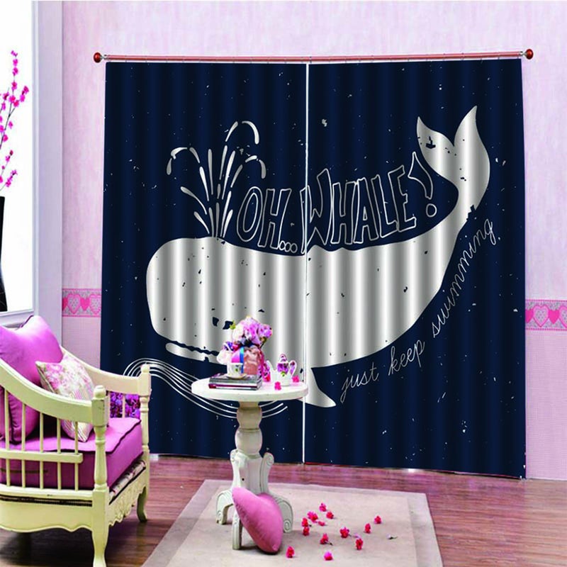 2-Piece Printed Curtain Set Blue/White 140X100cm - Image 1