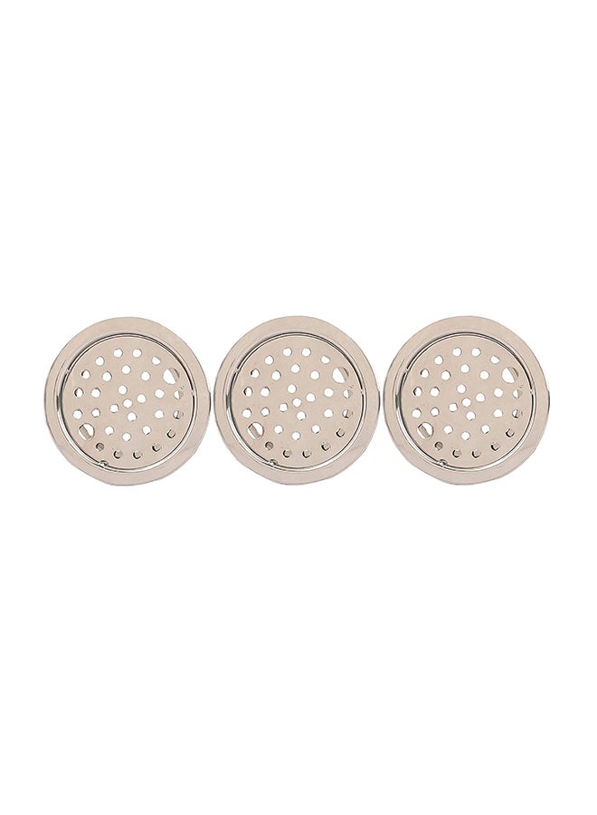Pack Of 3 Lock Bathroom Jali/Floor Drain Cover Silver 5inch - Image 1