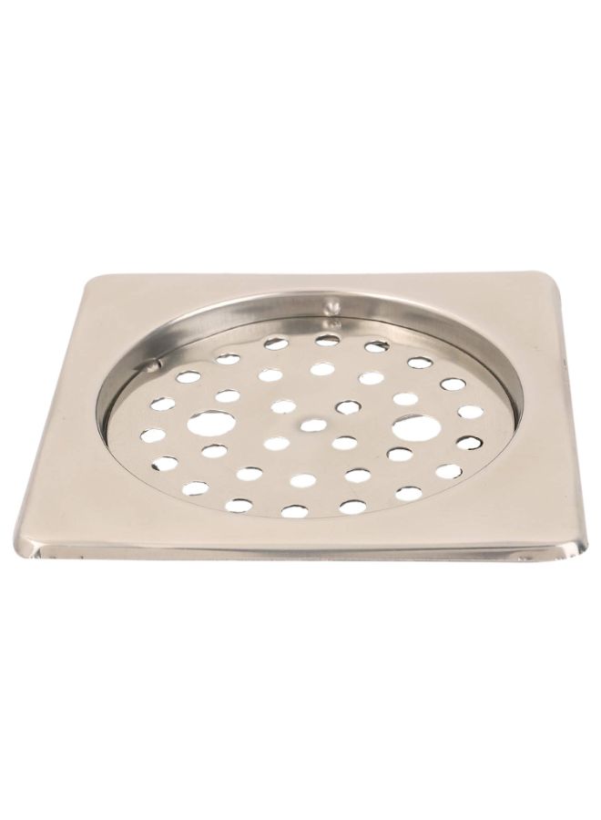 Generic - 3-Piece Floor Square Drain Cover With Lock Silver 5inch - Image 1