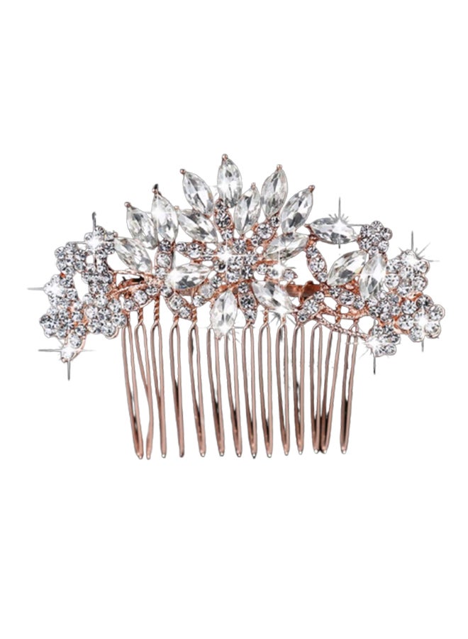Crystal Bridal Hair Comb Hairpin Clear/Rose Gold